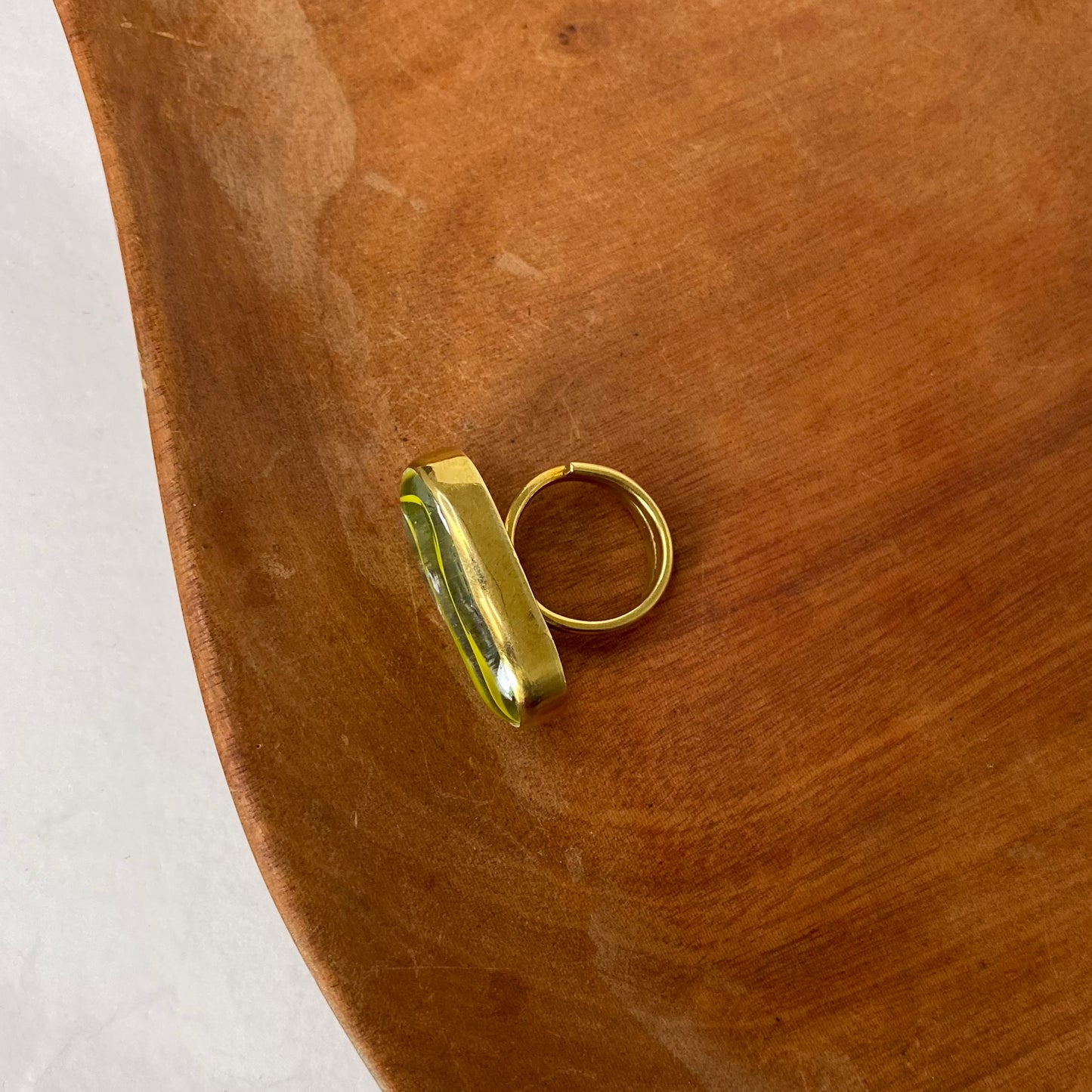 Green adjustable brass ring