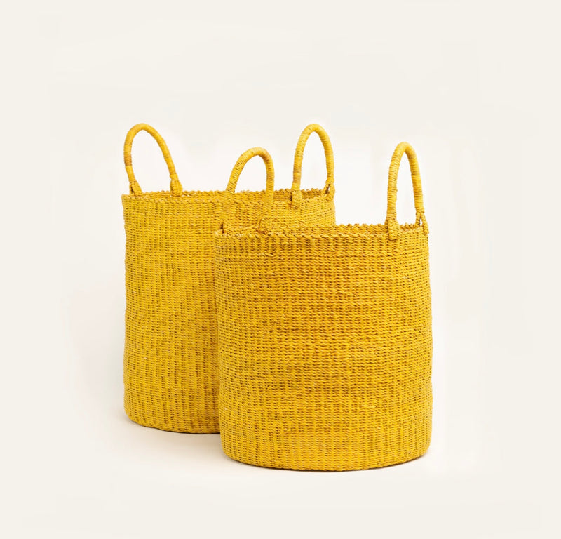 Yellow Bolga Laundry Basket