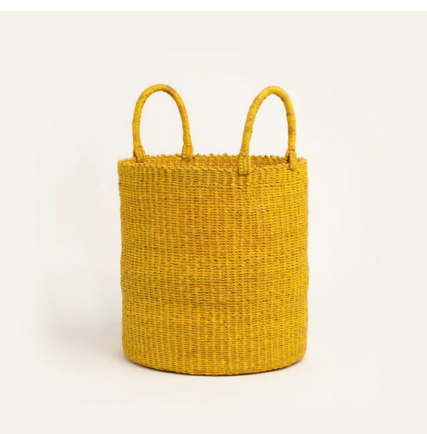 Yellow Bolga Laundry Basket