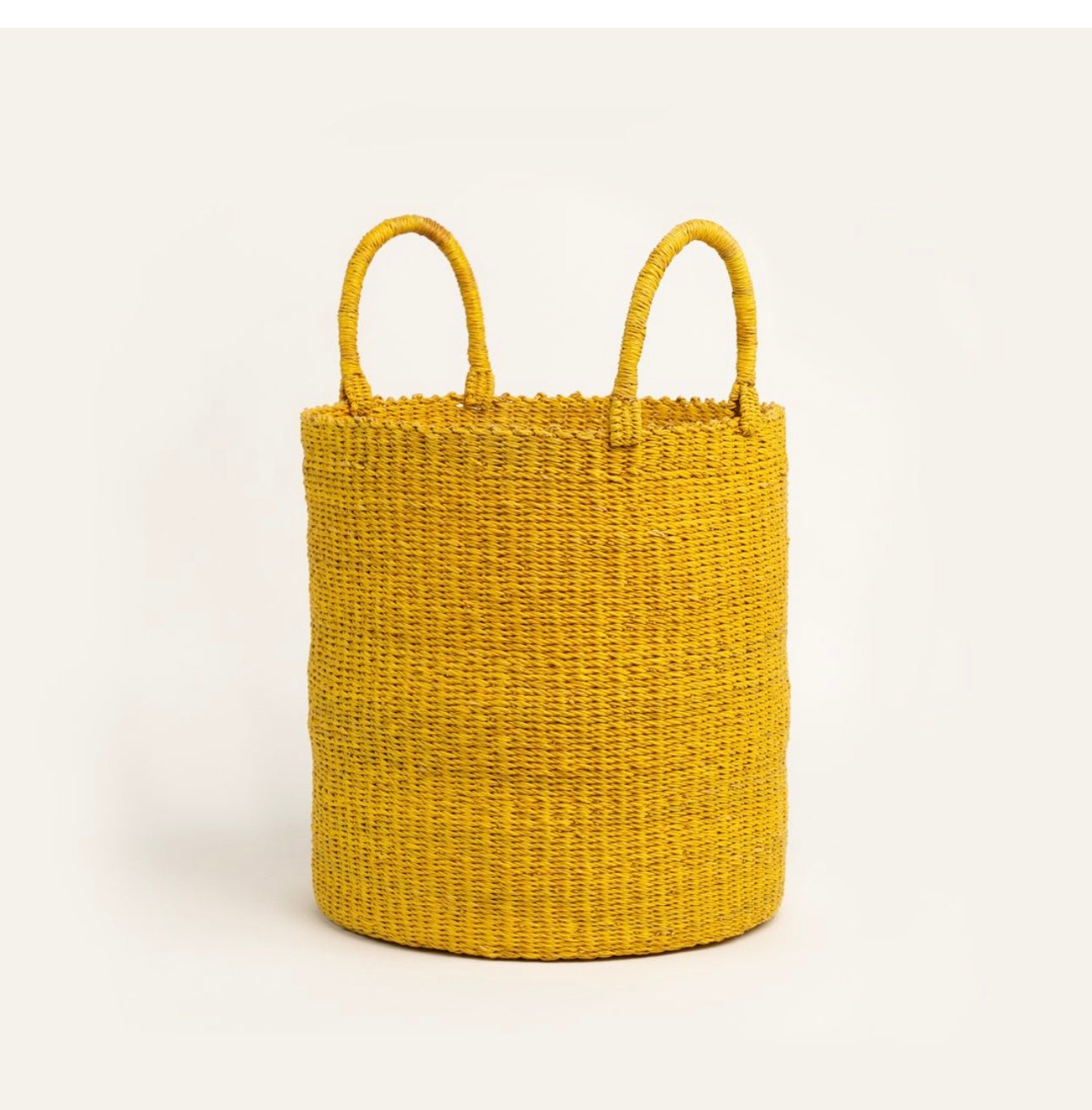 Yellow Bolga Laundry Basket