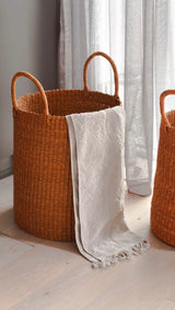 Rustic Brown Bolga Laundry Basket