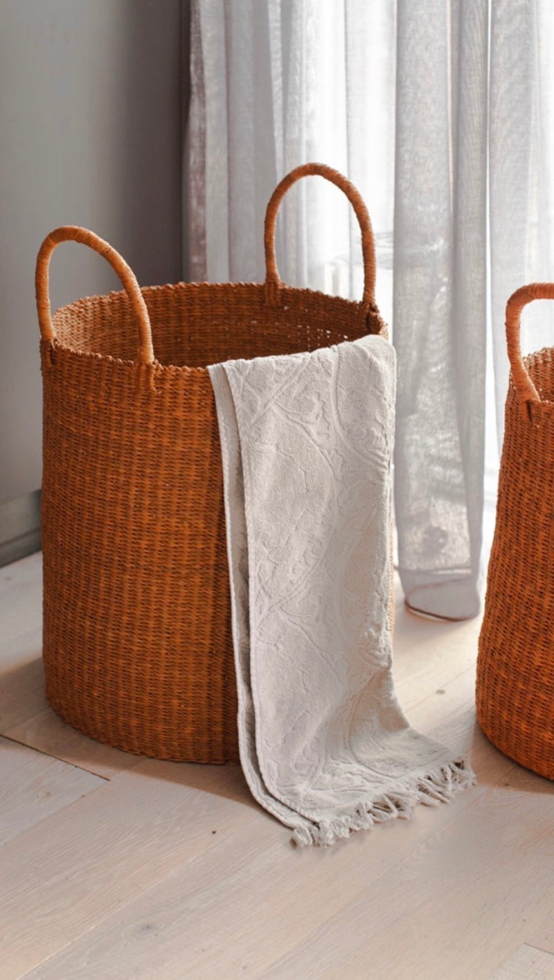Rustic Brown Bolga Laundry Basket