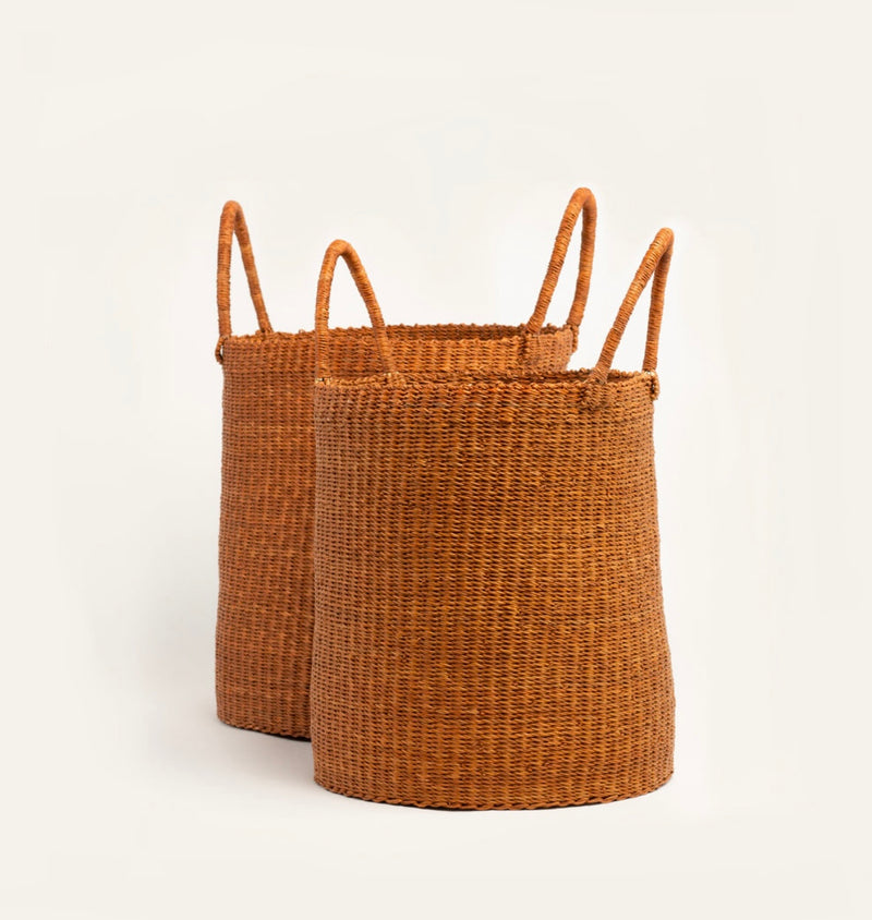 Rustic Brown Bolga Laundry Basket