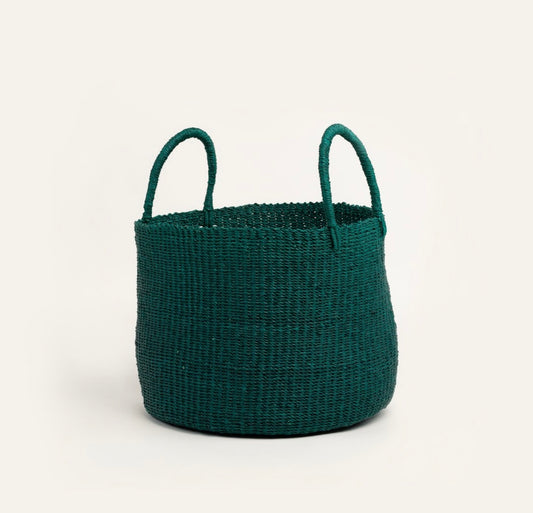Handwoven Green Laundry Basket