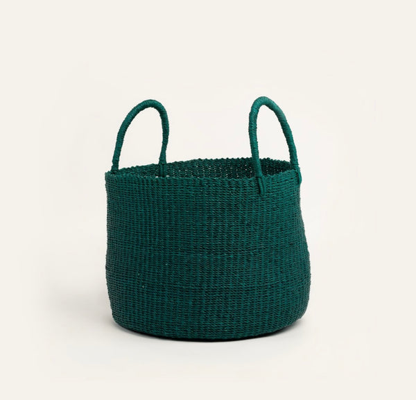 Handwoven Green Laundry Basket