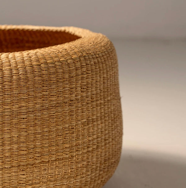 Handwoven Bolga Wide-Mouth Plant Pot Basket
