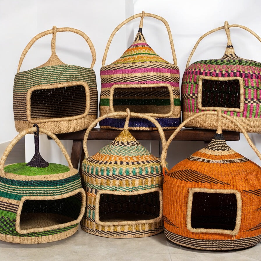 Kunle Handwoven Bolga Cat Basket
