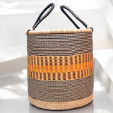 Handwoven Bolga laundry Basket with cover and handles