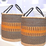 Handwoven Bolga laundry Basket with cover and handles
