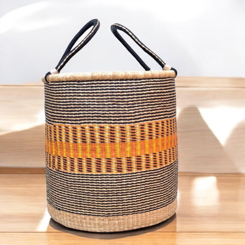 Handwoven Bolga laundry Basket with cover and handles