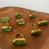 Green adjustable brass ring