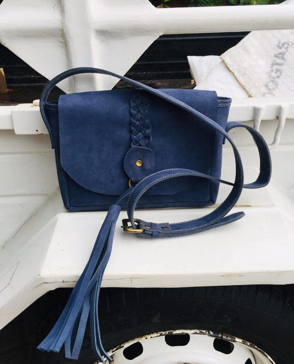 Blue leather bag
