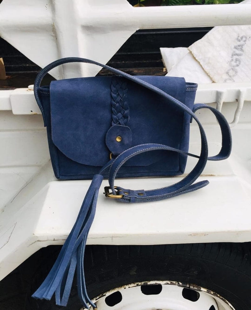 Blue leather bag