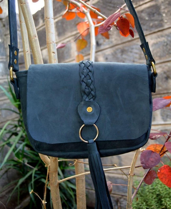 Blue leather bag